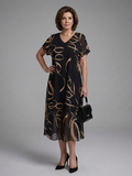 Adèle – Robe midi fluide imprimé abstrait